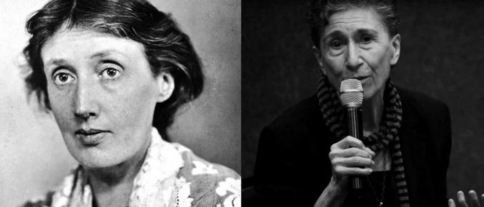 Virginia Woolf y Silvia Federici durante la conferencia que impartió en Madrid